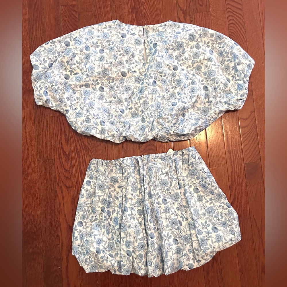 GB Floral Matching Top & Bubble Shorts Set – White/Blue – Women’s S – NWT - Picture 2 of 10
